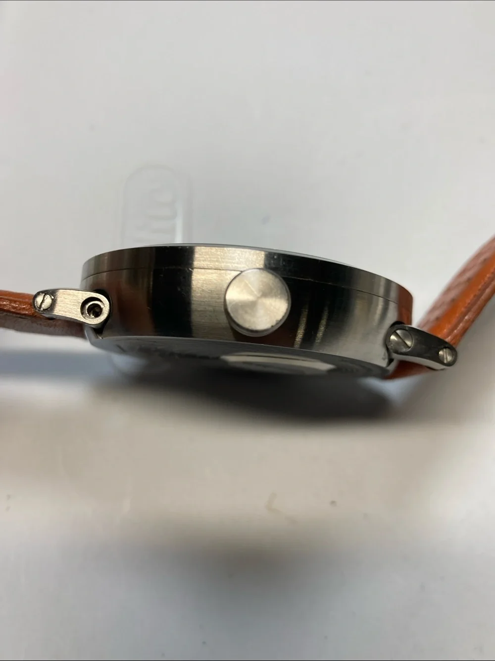 Vestal Men's Black Dial Watch with Brown Perforated Leather Strap, read